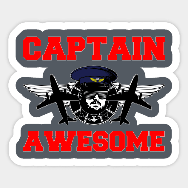 Captain Awesome Sticker by HeeHeeTees